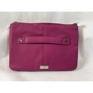 Thirty One Jewell Pebble Street Style Vegan Leather Magenta Clutch